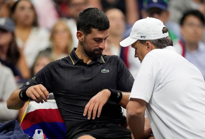 Novak Djokovič v utkání 3. kola US Open 2025
