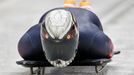 Canada's Eric Neilson speeds down the track during a men's skeleton training session at the Sanki sliding center in Rosa Khutor, a venue for the Sochi 2014 Winter Olympic