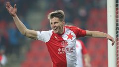 fotbal, Fortuna:Liga 2018/2019, Slavia - Baník Ostrava, Lukáš Masopust slaví gól