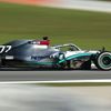 Valtteri Bottas v Mercedsu při prvních testech F1 v Barceloně 2020