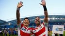 Japan's Kosei Ono (L) and Karne Hesketh celebrate victory after the match Reuters / Eddie Keogh Livepic