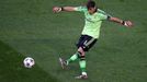 Real Madrid's goalkeeper Iker Casillas kicks the ball during their Champions League final soccer match against Atletico Madrid at the Luz Stadium in Lisbon May 24, 2014.