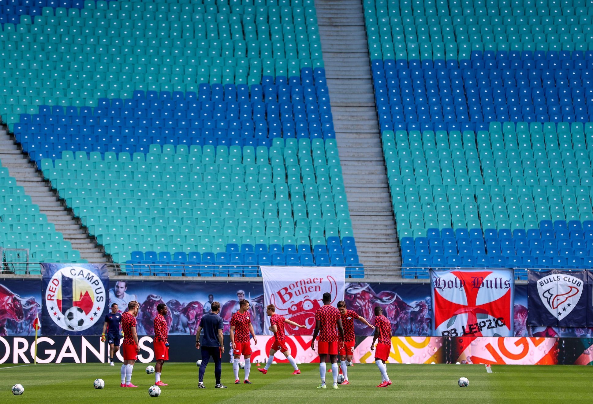 Stadion týmu RB Lipsko bez diváků