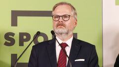 Premiér Petr Fiala ve středu 20. srpna , kdy představil horkou fázi kampaně Spolu.