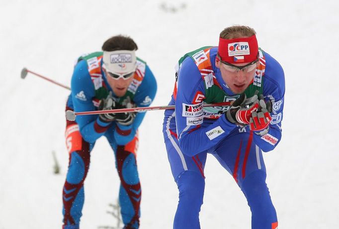 Ještě jednou Lukáš Bauer a Francouz Gaillard, tentokrát ve sjezdu.