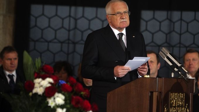 Václav Klaus při projevu ve Vladislavském sálu