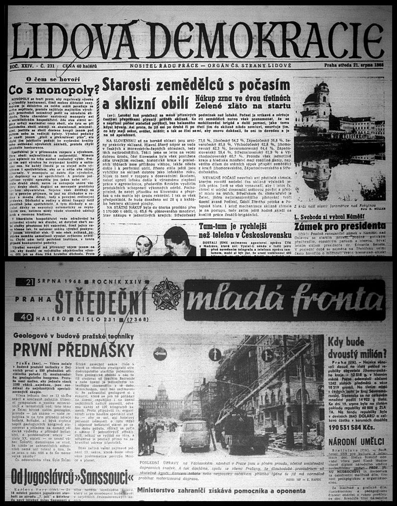 Noviny ze srpna 1968