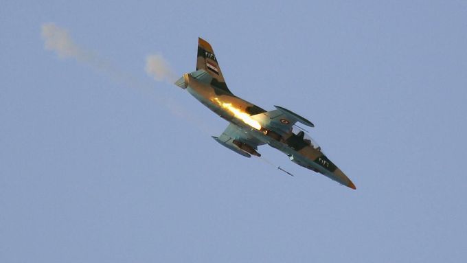 Letecký útok syrské armády.