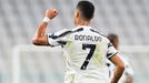 Cristiano Ronaldo slaví gól v osmifinále LM Juventus - Lyon