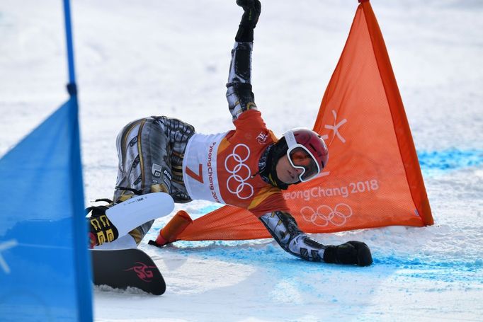 Ester Ledecká ve finále paralelního obřího slalomu na ZOH 2018