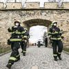 Hasičské cvičení Staroměstská radnice, orloj, Petřín, hasiči, požární cvičení, hasičský záchranný sbor, požár, evakuace