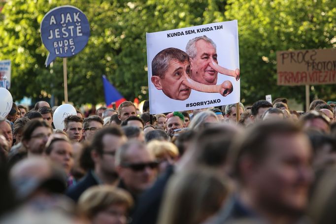 Demonstrace na Václavském náměstí.