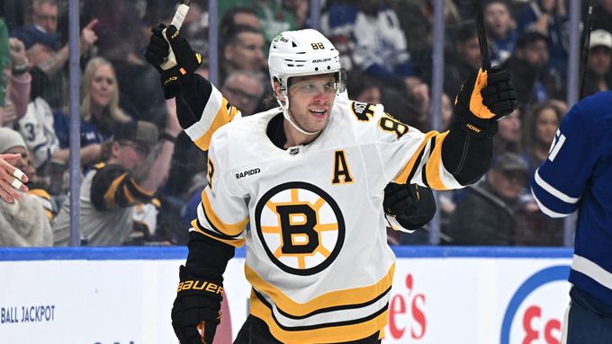 Gól Davida Pastrňáka na ledě Toronta