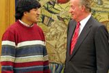 Bolívijský prezident Morales a král španělský Chuan Carlos.