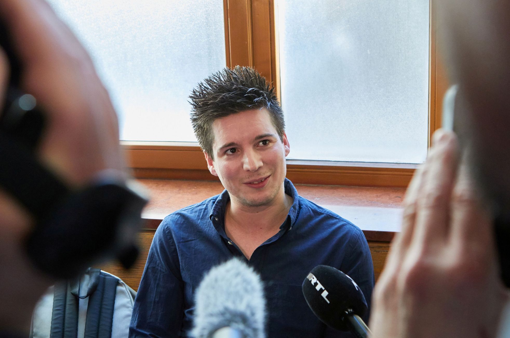 FILE PHOTO: Football Leaks whistleblower Pinto talks to journalists at the Metropolitan Court in Budapest