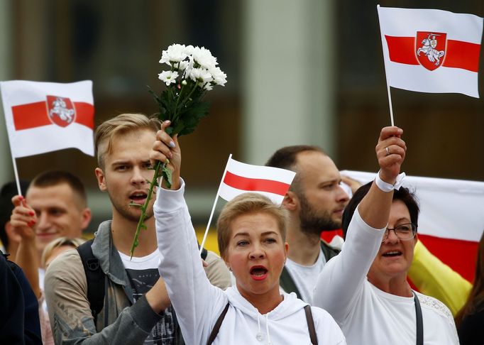 Protesty za odstoupení běloruského prezidenta Alexandra Lukašenka.