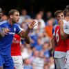 Chelsea's Branislav Ivanovic remonstrates with Arsenal's Olivier Giroud