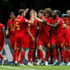 Kevin de Bruyne slaví gól v zápase Brazílie - Belgie na MS 2018