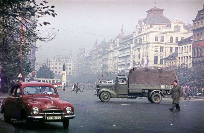 Václavské náměstí v Praze. Rok 1961