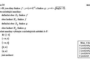 Ukázka maturitního testu z matematiky - vyšší úroveň