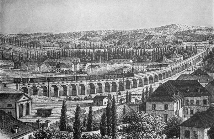 Negrelliho viadukt na snímku z roku 1850