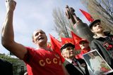 Ukrajinští komunisté se sešli pod Leninovým pomníkem v Kyjevě.