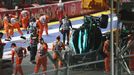 Havárie Lance Strolla v Aston Martinu v kvalifikaci na VC Singapuru F1 2023