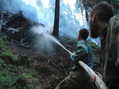 Hasičům se nedaří zvládnout mohutný požár, který zachvátil lesní porosty v Národním parku České Švýcarsko.