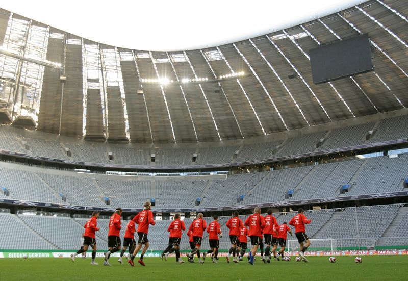 Trénink reprezentace v mnichovské Allianz Aréně