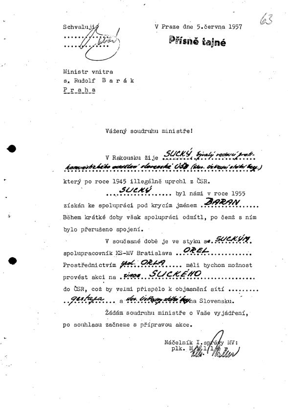 Archivní dokumenty o Imrichovi Suckém