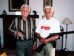 Milan Paumer (holding a gun) and Ctirad Mašín