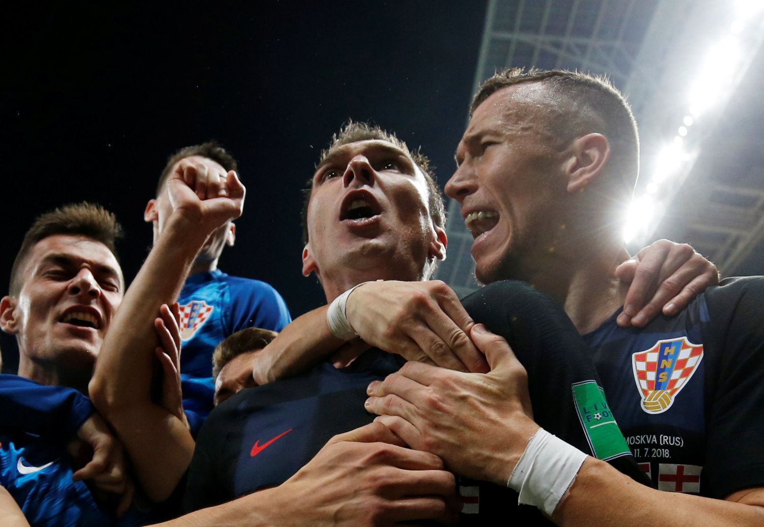 Mario Mandžukič slaví gól v semifinále MS 2018 Chorvatsko - Anglie