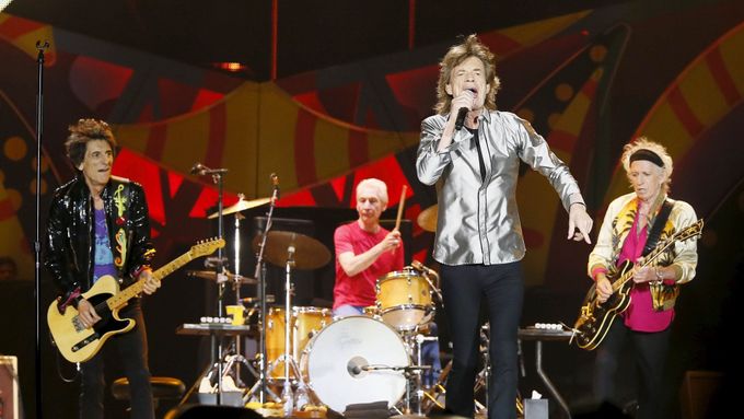Rolling Stones na América Latina Olé Tour 2016:  Mick Jagger, Keith Richards, Ronnie Wood a Charlie Watts.