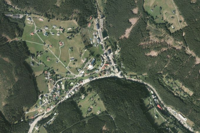 Pec pod Sněžkou 2023 letecký snímek