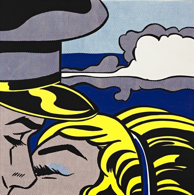 Roy Lichtenstein: Polibek s mrakem, 1964, olej a akryl na plátně.