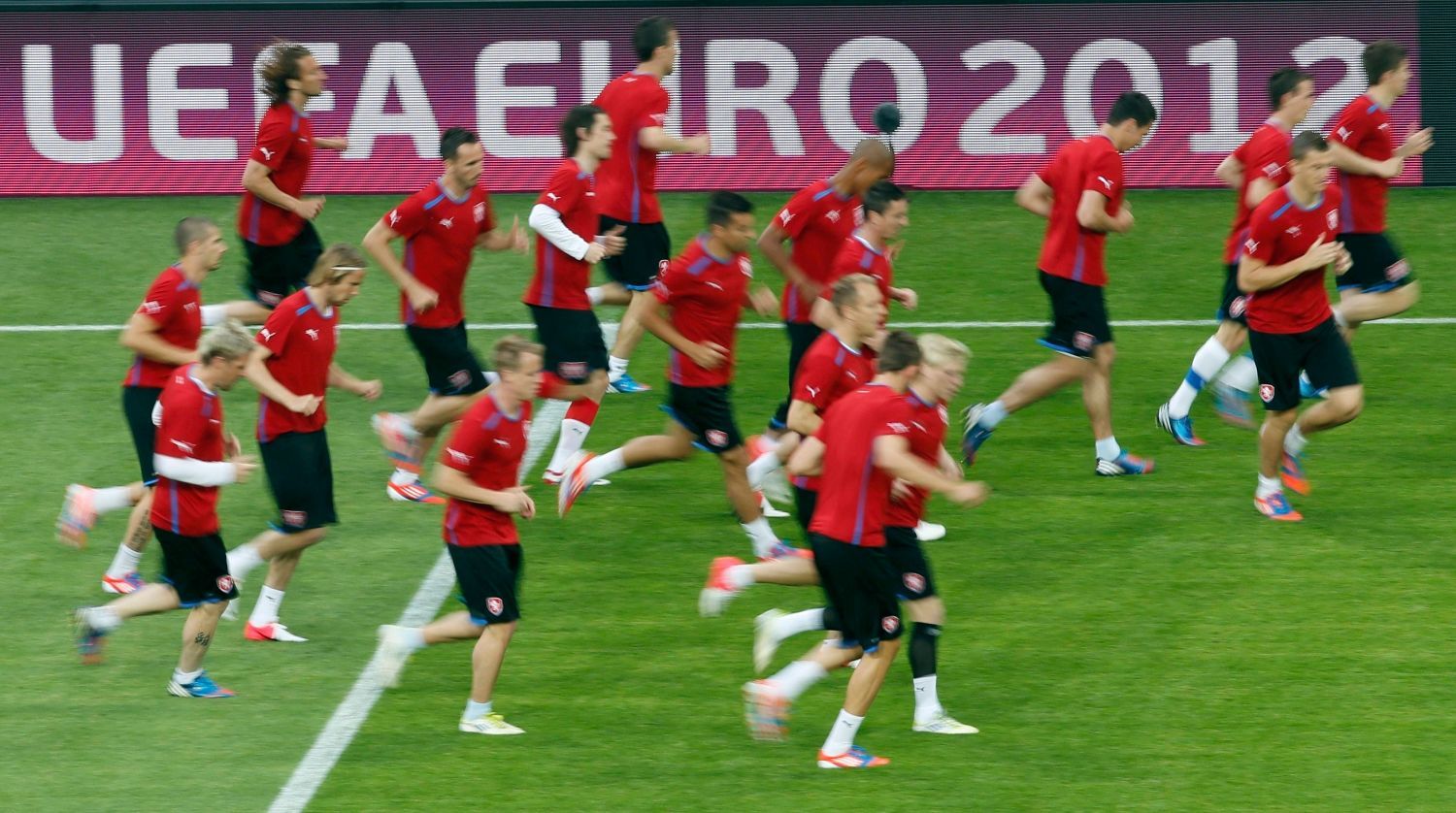 Čeští fotbalisté při tréninku před Eurem 2012