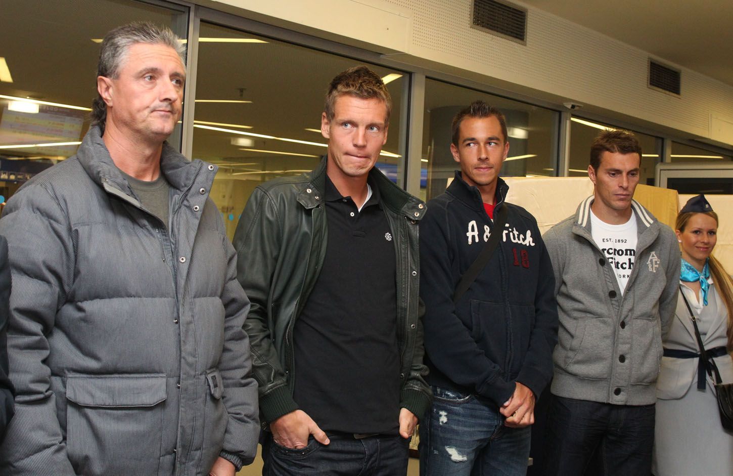Daviscupová reprezentace na Hlavním nádraží: Navrátil, Berdych, Rosol, Čermák