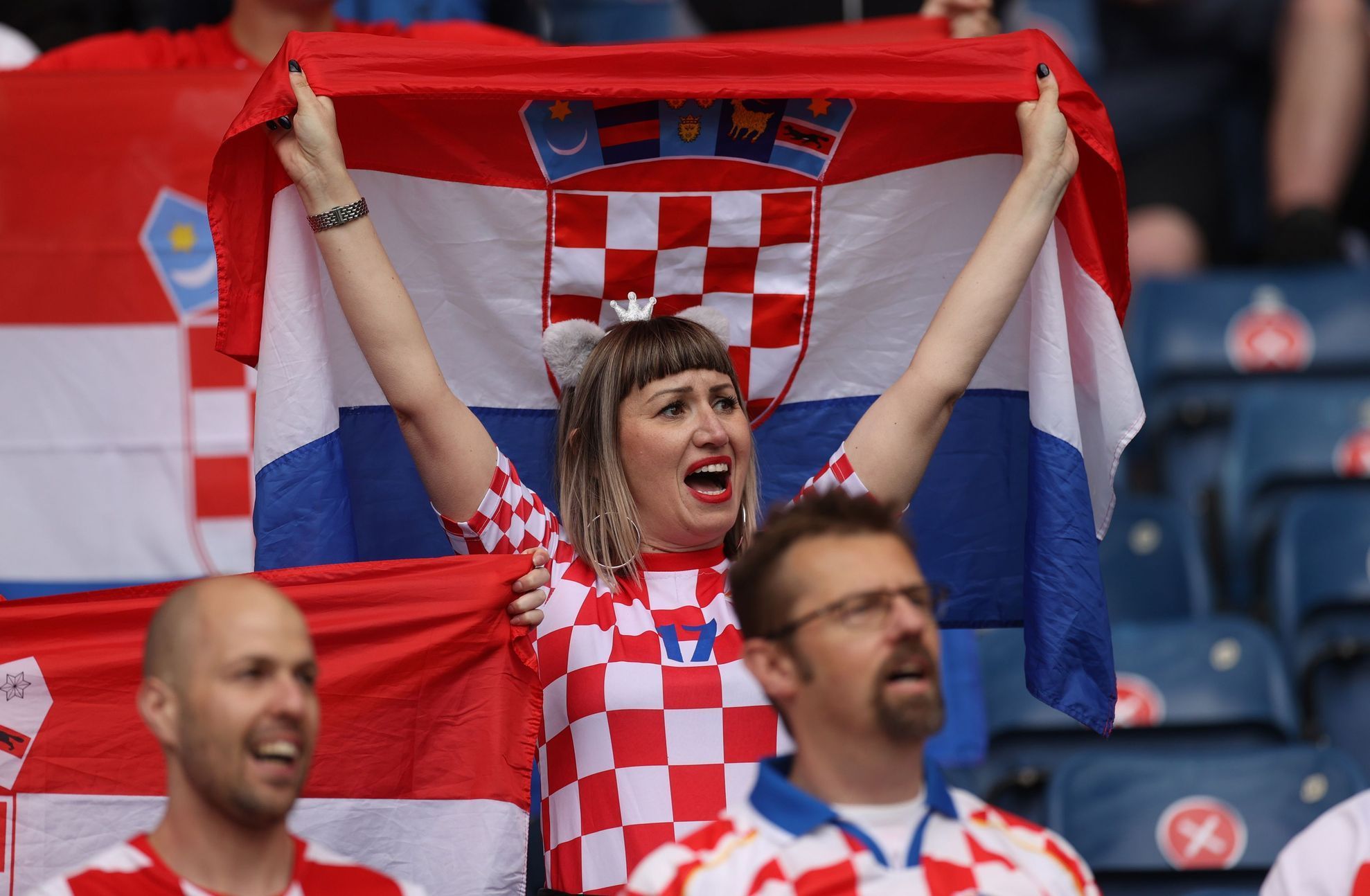 Chorvatští fanoušci na zápase Chorvatsko - Česko na ME 2020