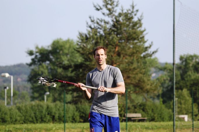 Petr Čech s českou lakrosovou reprezentací žen