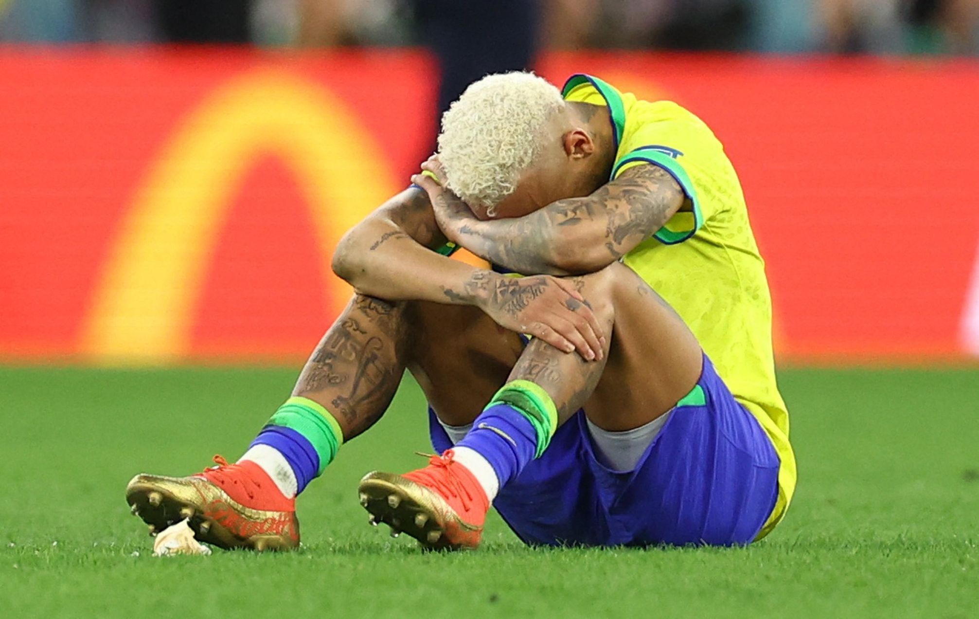 Smutný Neymar po porážce ve čtvrtfinále MS 2022 Chorvatsko - Brazílie