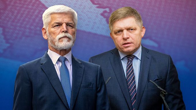 Český prezident Petr Pavel a kandidát na slovenského premiéra Robert Fico.