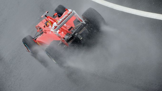 Fernando Alonso si déšť pořádně užil