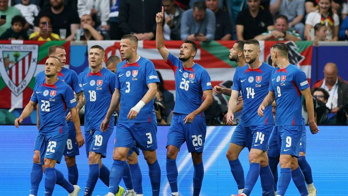 Slováci po vstřeleném gólu proti Ukrajině na Euru 2024