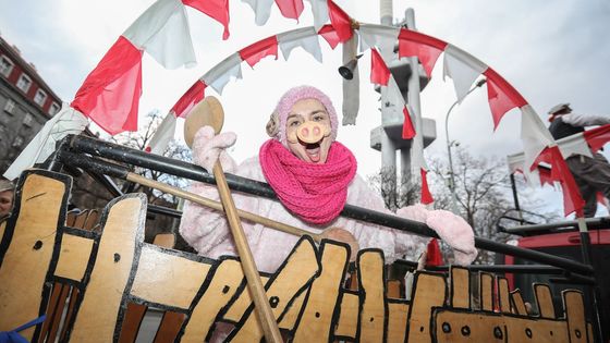 Foto: Žižkovem prošel masopustní průvod, vedle klasické svině šel i antikoronavirus