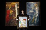 Obraz Pabla Picassa s názvem La Lecture (Četba, 1932) mezi Davidem (vlevo) a Batšebou (vpravo) od Marca Chagalla v aukční síni Sotheby´s.