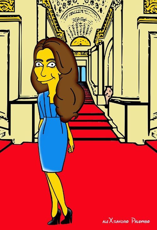 Vévodkyně Catherine jako postava ze seriálu Simpsonovi