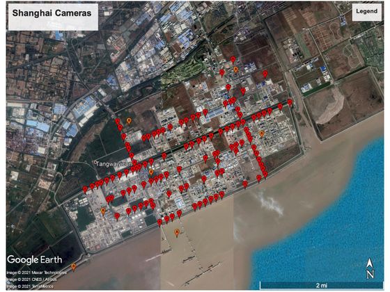 Using cameras in the ports of 26 million metropolitan areas of Shanghai and its environs.