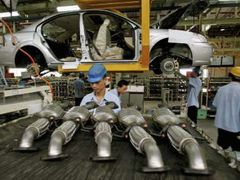 Výroba Fordů v Čchung-čchingu.