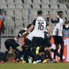 Hráči Partizanu slaví gól v odvetě 2. kola EKL Partizan - Sparta