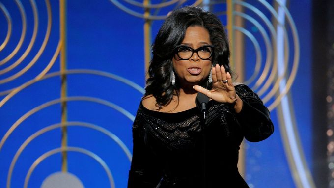 Oprah Winfreyová na předávání cen Zlatý globus.